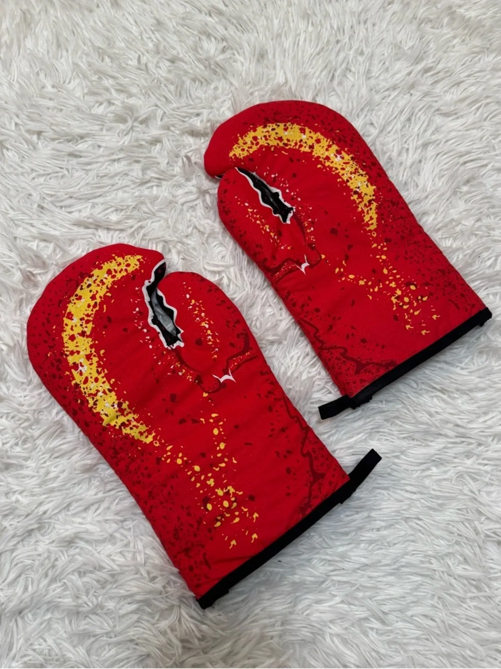 Lobster oven Mitts Red and Yellow Oven Mitts Gag Gift Cute oven mitts